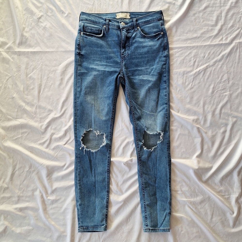 Free People Ripped High Rise Skinny Jeans 28